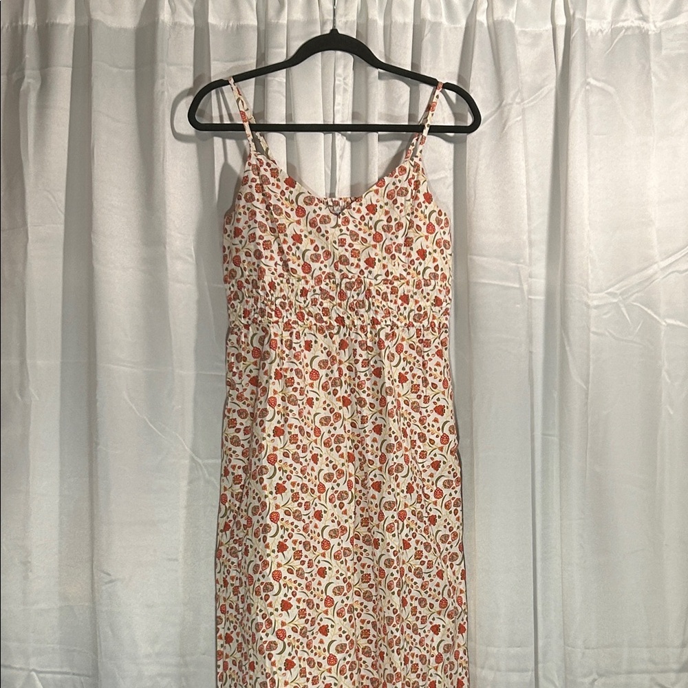 Old Navy Red and White Floral Midi Dress